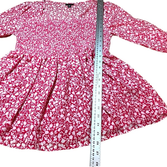 TORRID Babydoll Chiffon Smocked Top Floral Ditsy Print 3/4 Sleeves Partly Lined - Picture 7 of 9